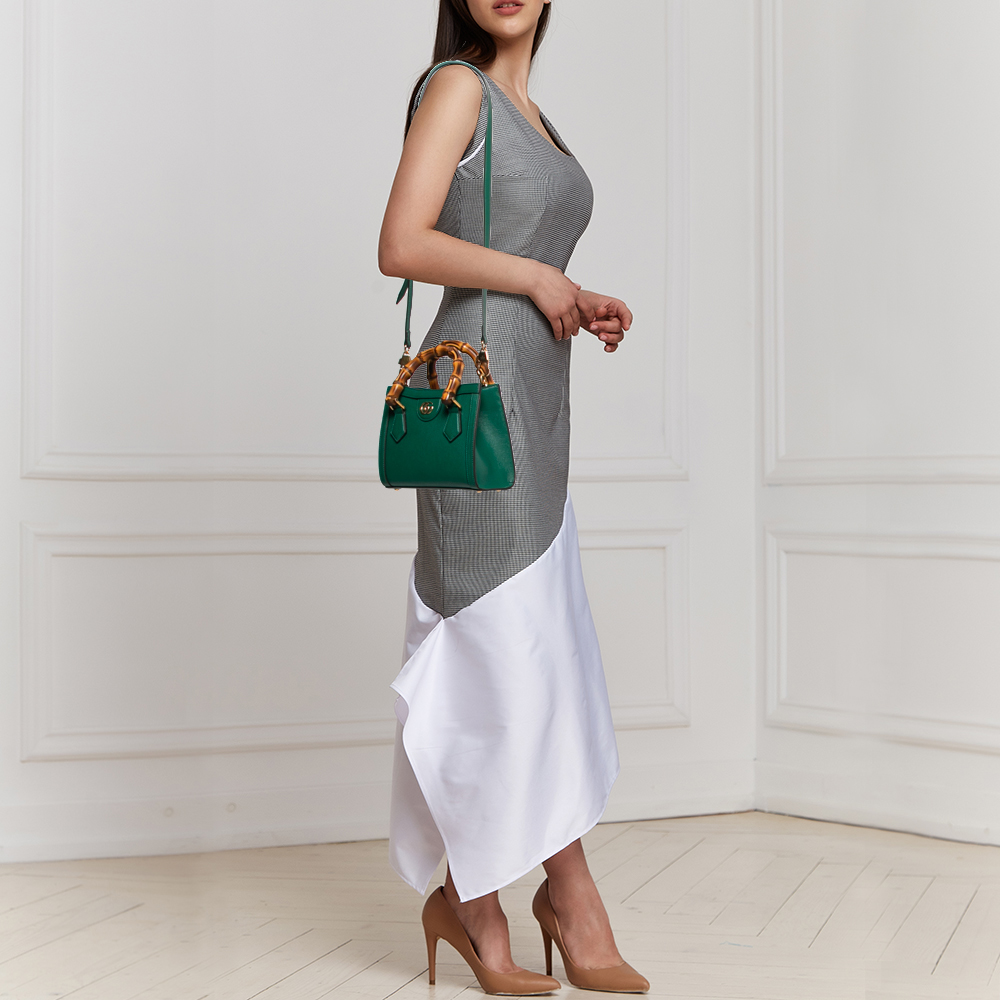 

Gucci Green Leather Mini Diana Tote