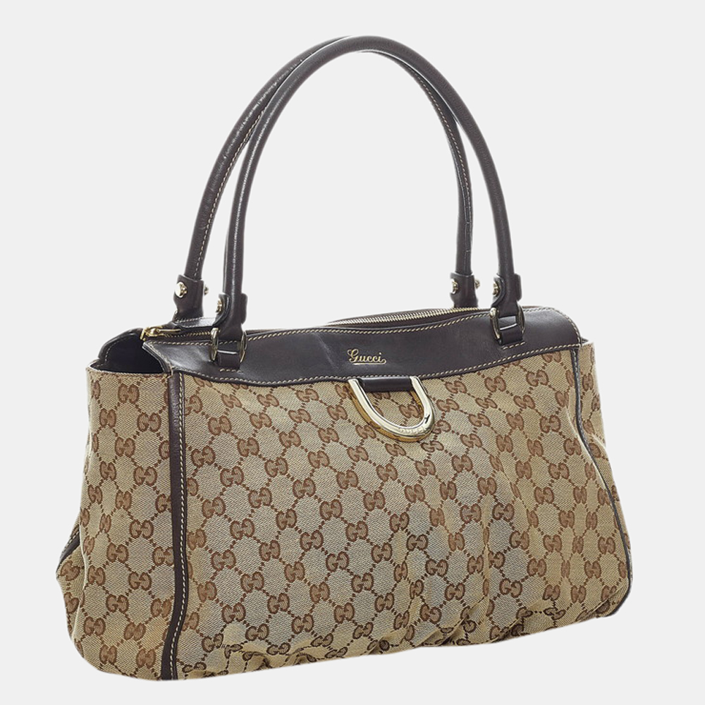 

Gucci Brown/Beige GG Canvas Leather D Ring Shoulder Bag