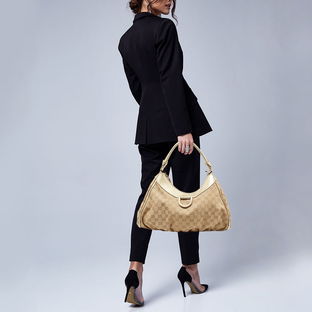 

Gucci Beige/Gold GG Canvas and Leather Abbey D-Ring Shoulder Bag