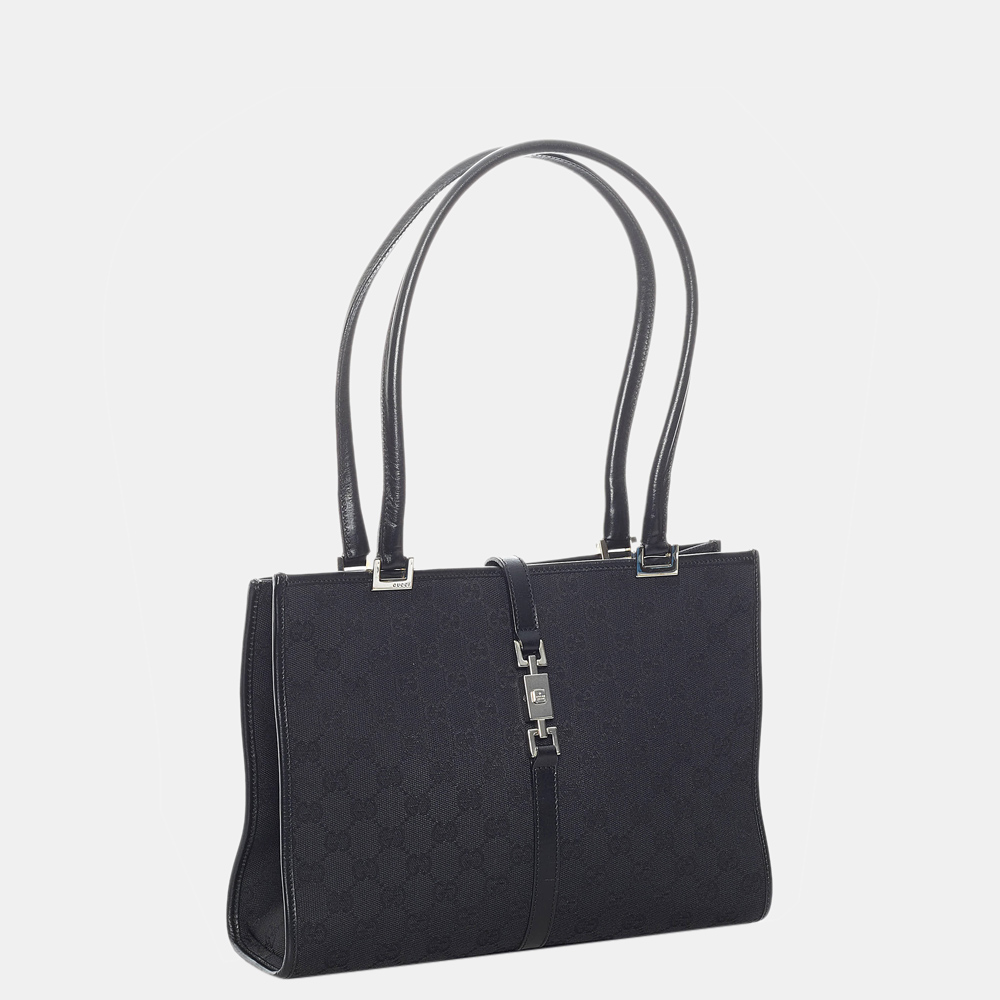 

Gucci Black GG Canvas Jackie Tote Bag