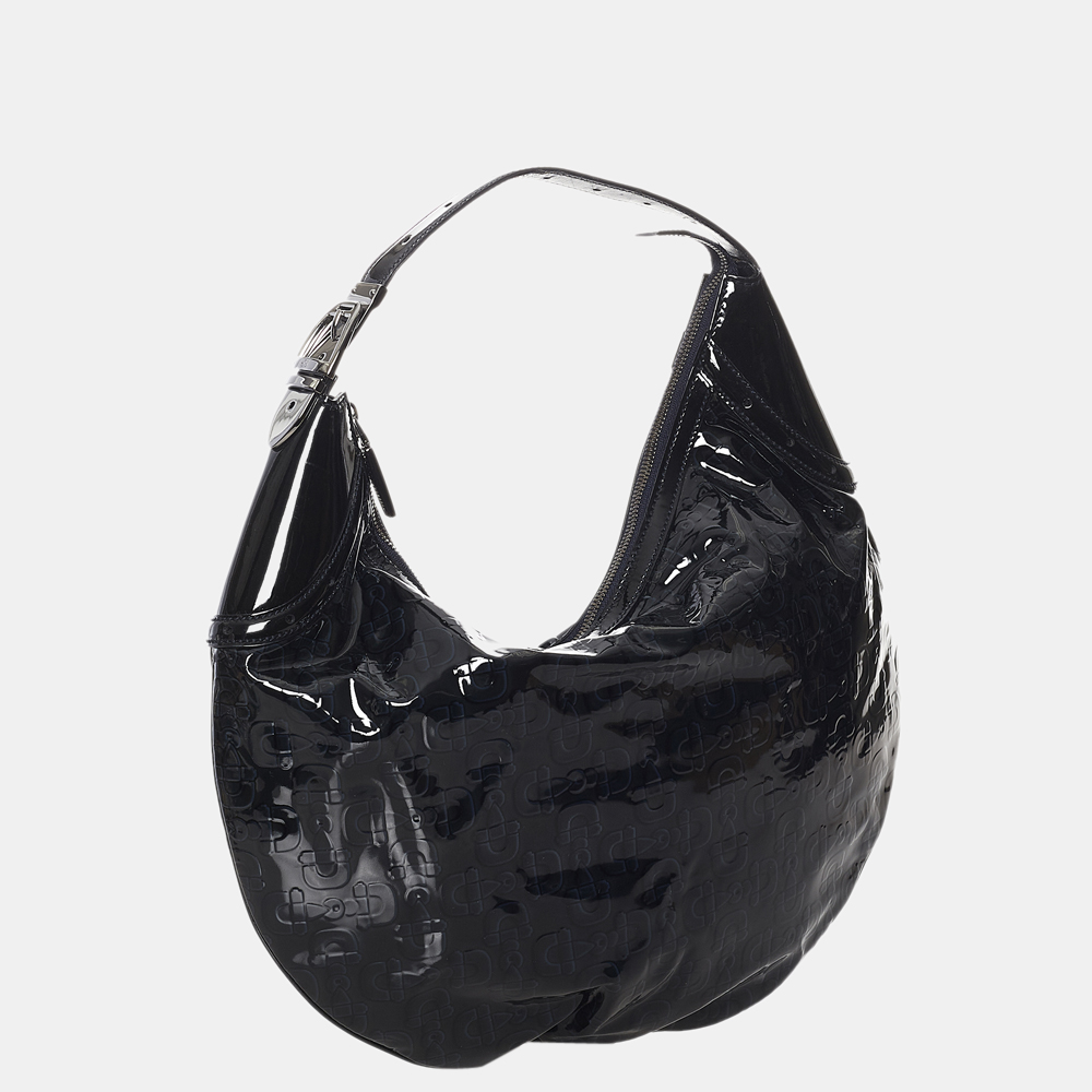 

Gucci Black Horsebit Glam Patent Leather Hobo Bag