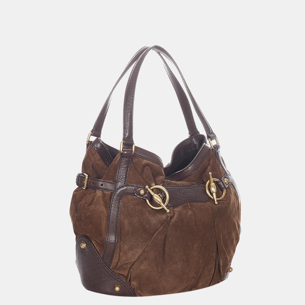 

Gucci Brown Suede Jockey Shoulder Bag