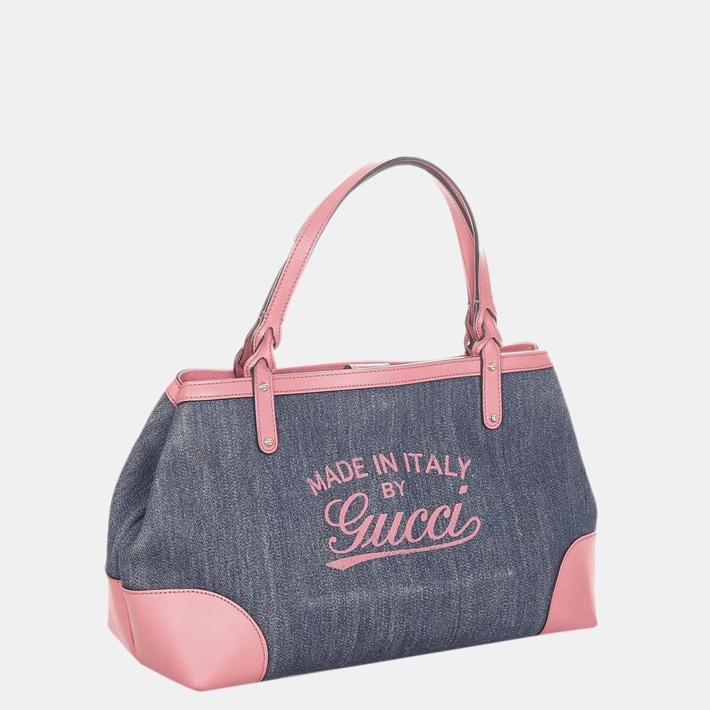

Gucci Pink/Blue Craft Denim Tote Bag