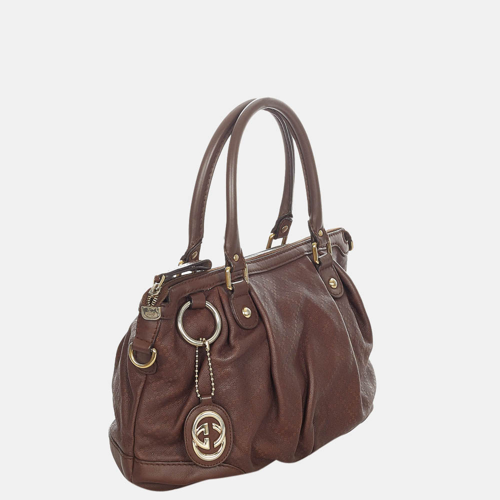 

Gucci Brown Diamante Sukey Leather Satchel