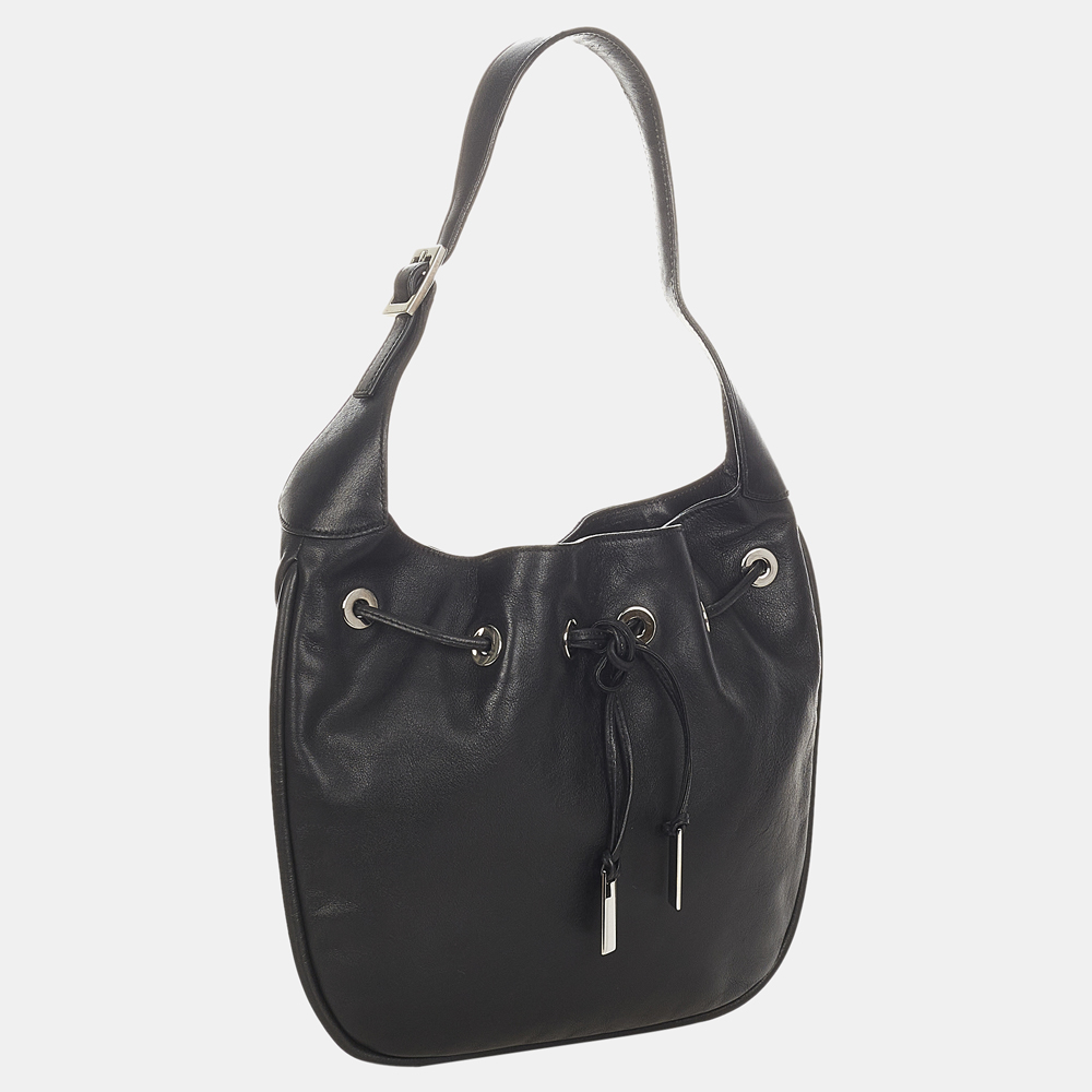 

Gucci Black Leather Drawstring Hobo Bag