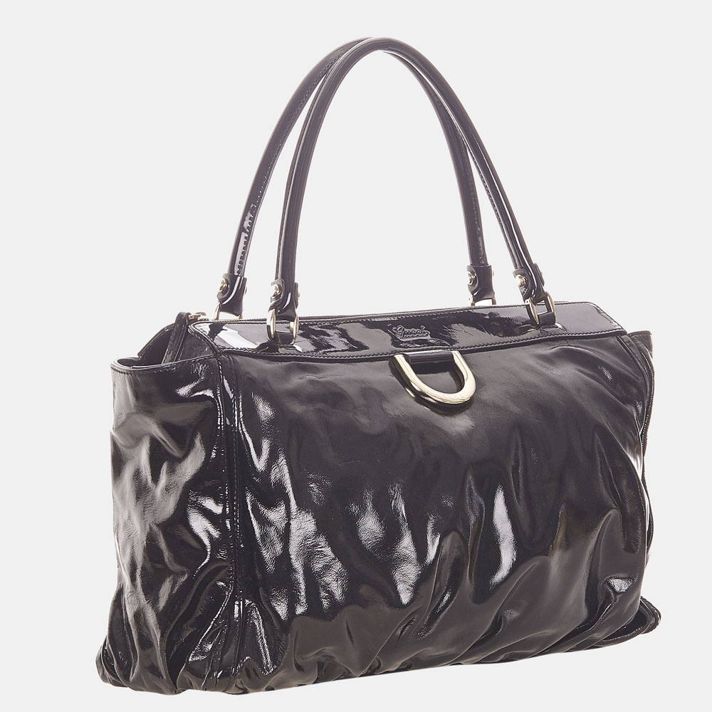 

Gucci Black Abbey D-Ring Patent Leather Handbag