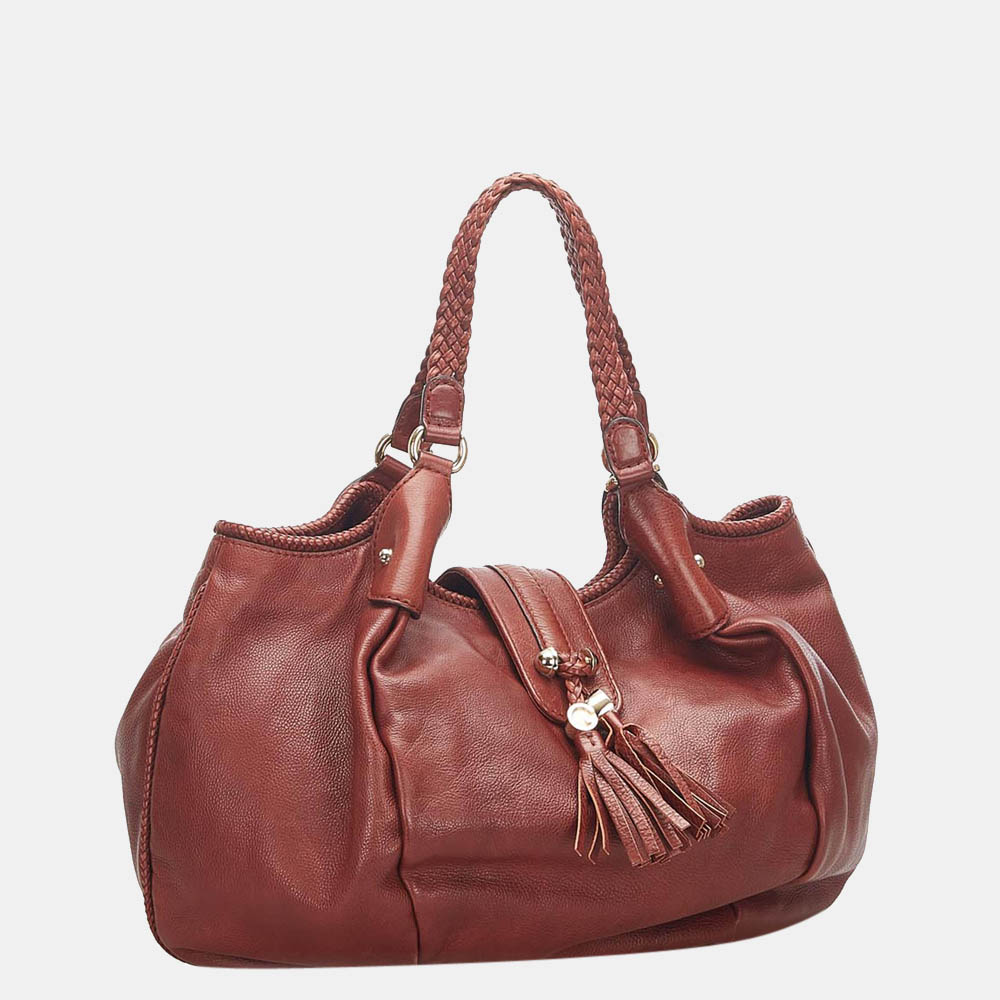 

Gucci Red/Burgundy Marrakech Leather Hobo Bag