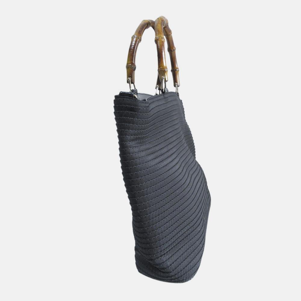 

Gucci Black Bamboo Nylon Satchel
