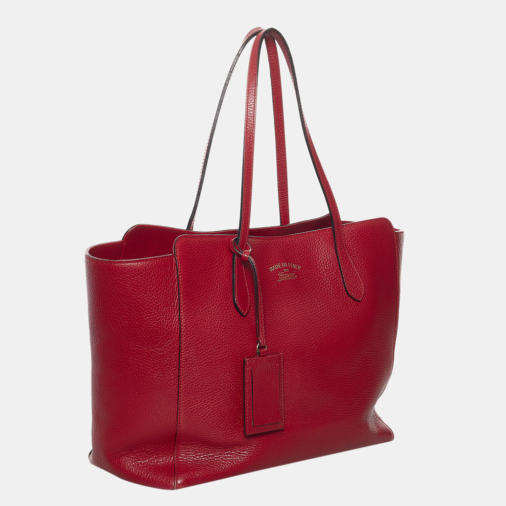 

Gucci Red Swing Leather Tote Bag