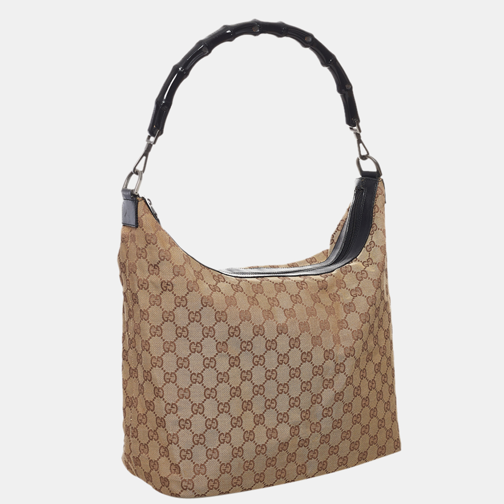 

Gucci Beige/Brown Bamboo GG Canvas Shoulder Bag