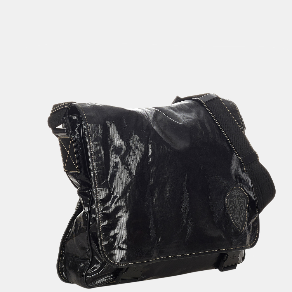 

Gucci Black Crest Coated Canvas Crossbody Bag