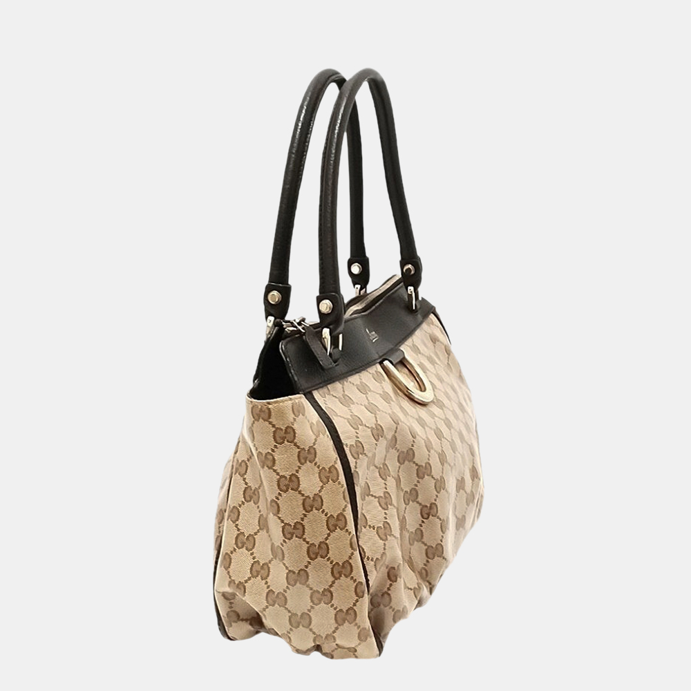 

Gucci Brown/Beige GG Crystal Abbey-D Ring Tote Bag