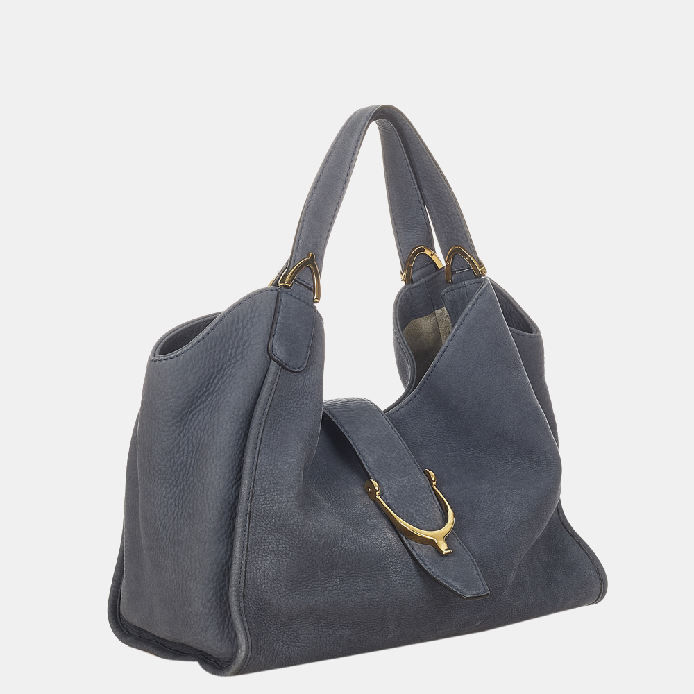 

Gucci Blue Soft Stirrup Nubuck Leather Tote Bag