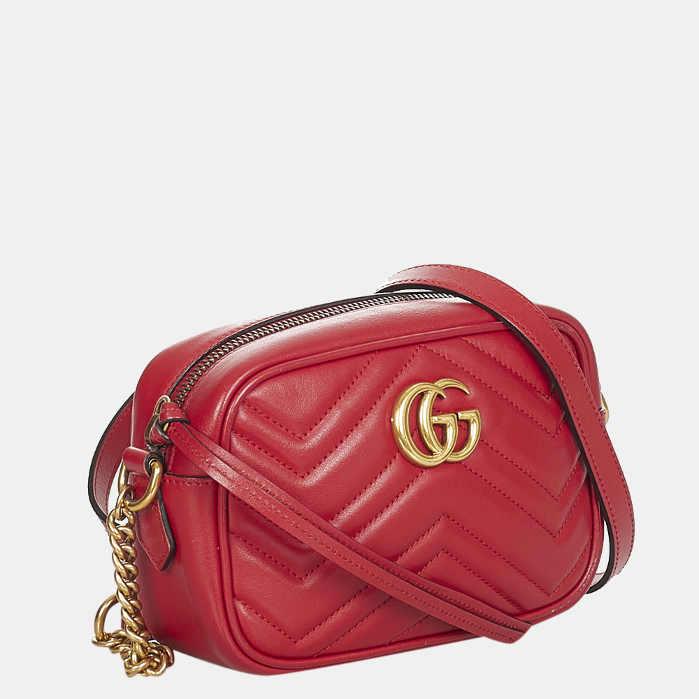 

Gucci Red Mini GG Marmont Leather Crossbody Bag