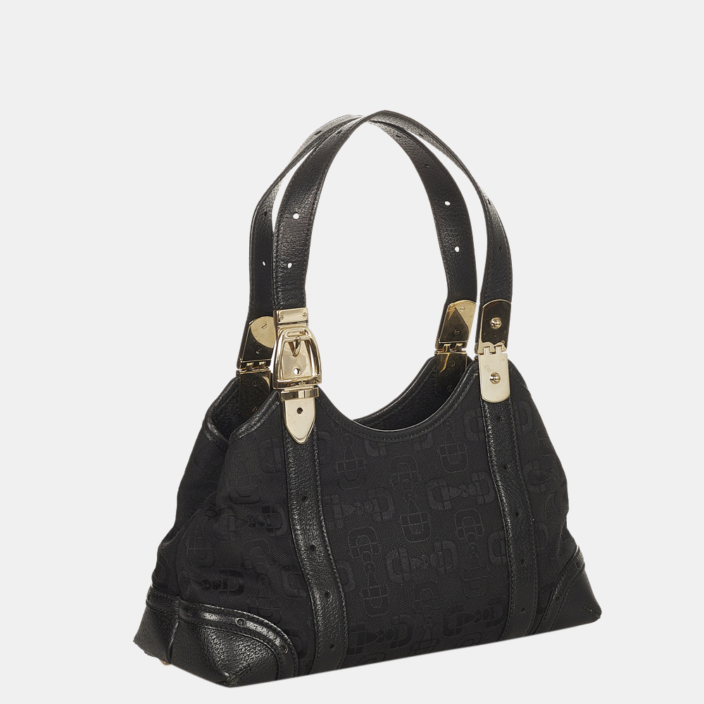 

Gucci Black Horsebit Canvas Shoulder Bag