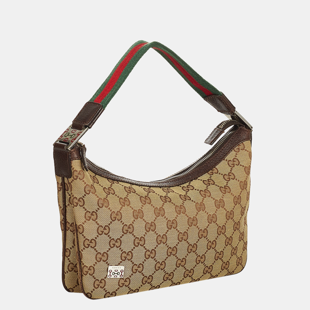 

Gucci Beige/Brown GG Canvas Web Baguette