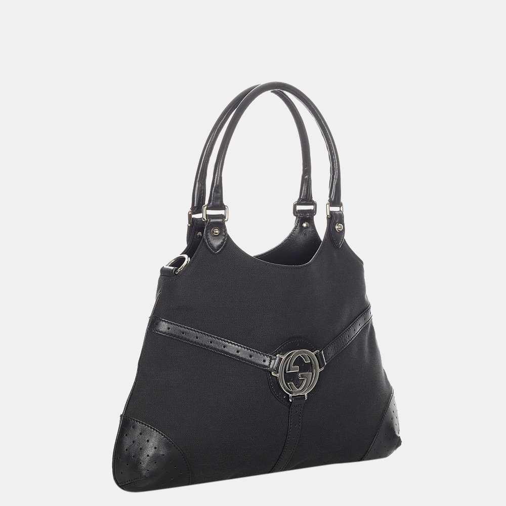 

Gucci Black Reins Canvas Shoulder Bag