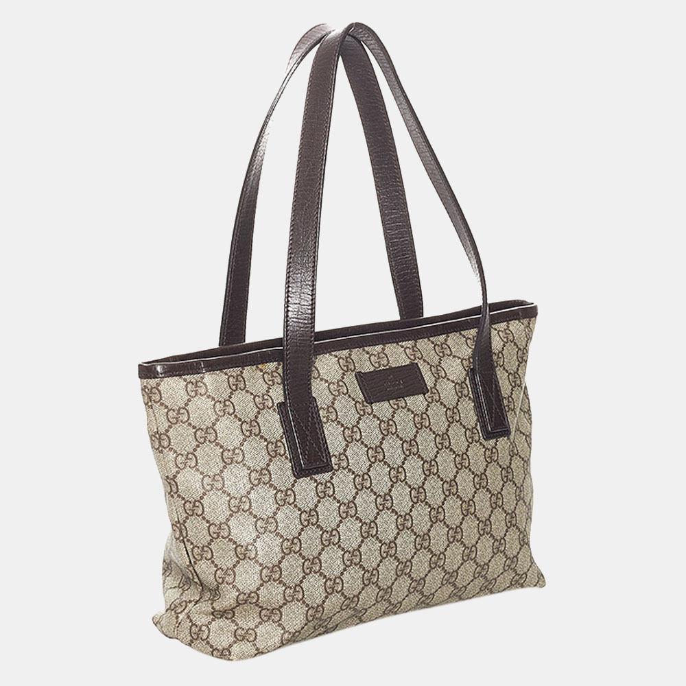 

Gucci Brown/Beige Coated Canvas GG Supreme Small Joy Tote Bag