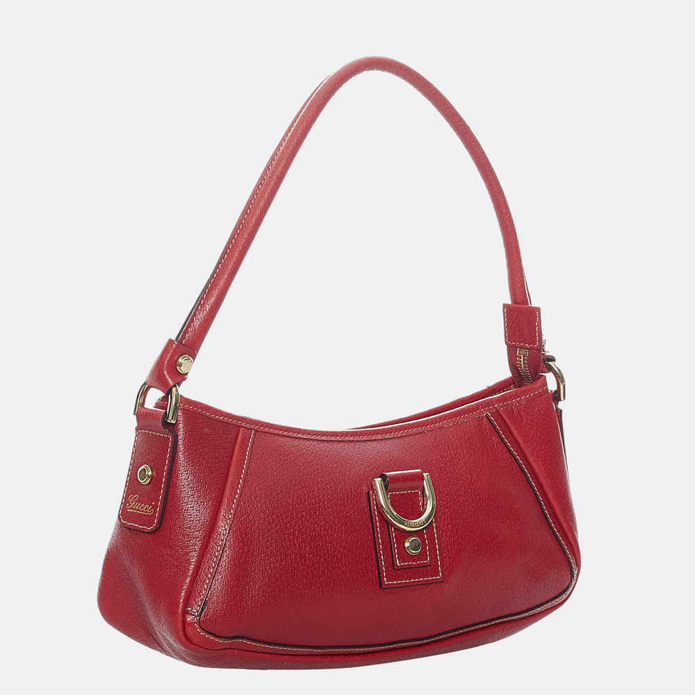 

Gucci Red Abbey D-Ring Leather Baguette