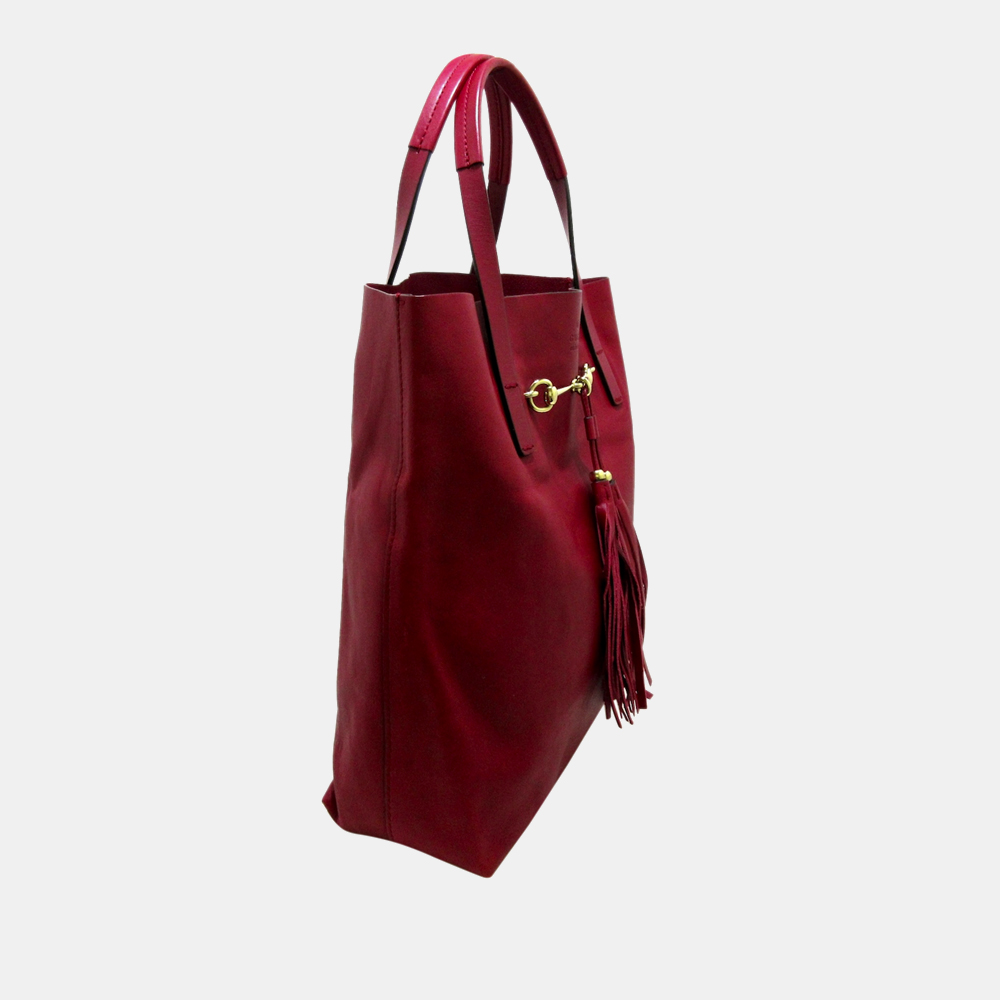 

Gucci Red Small Leather Park Avenue Horsebit Tote Bag