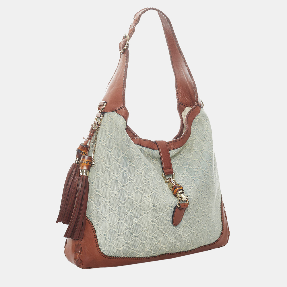 

New Jackie Denim Tassel Shoulder Bag, Blue