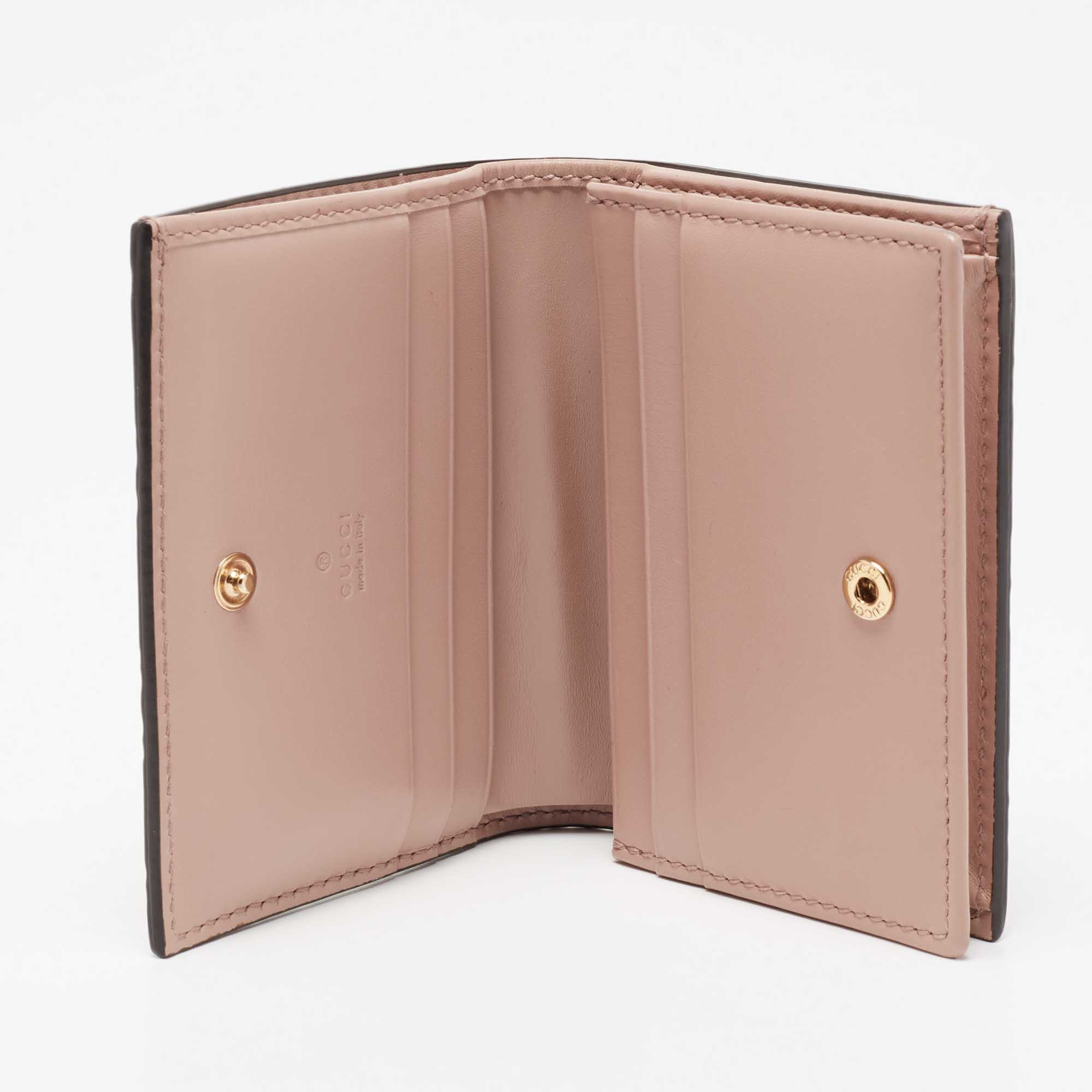 

Gucci Dusty Pink Guccissima Leather Bow Card Case