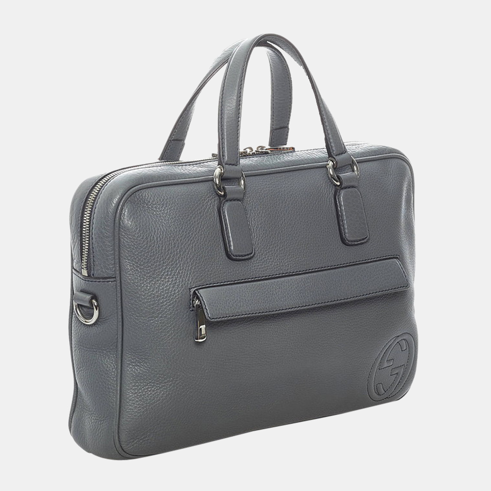 

Gucci Grey Leather Soho Business Briefcase Bag