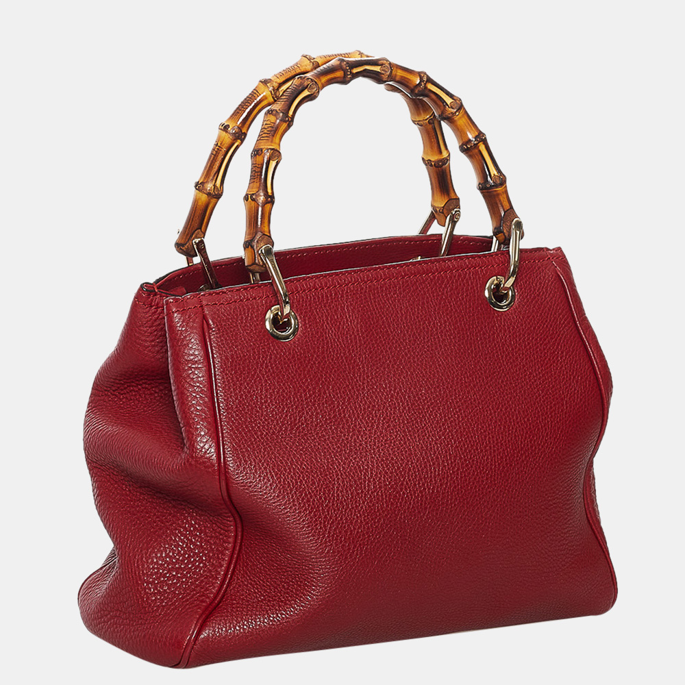 

Gucci Red Bamboo Shopper Leather Satchel