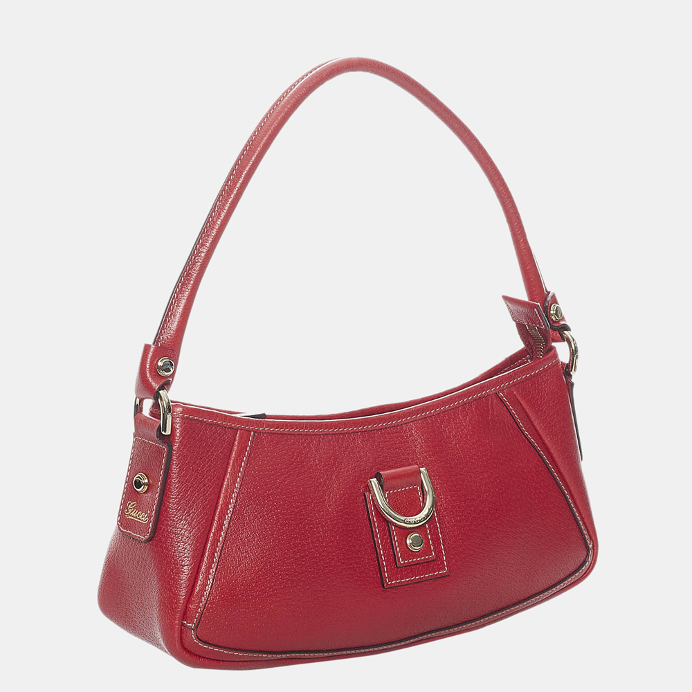 

Gucci Red Abbey D-Ring Leather Baguette