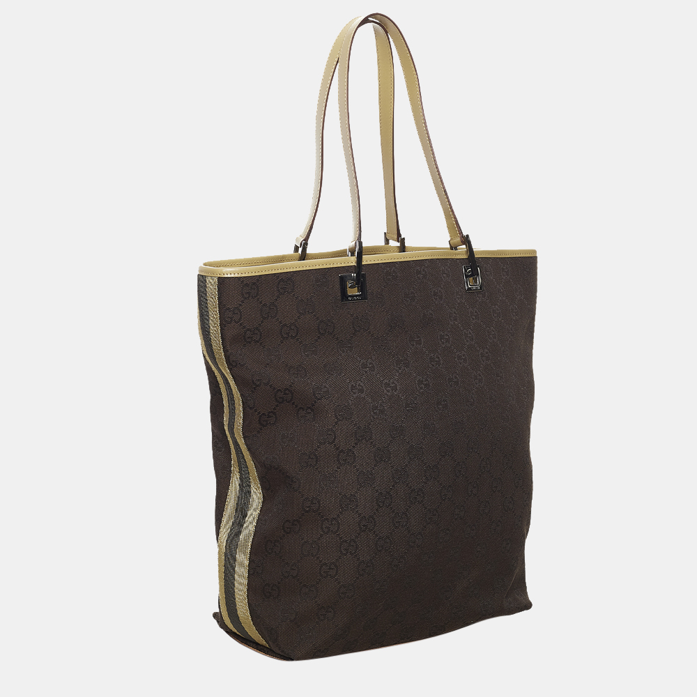

Gucci Brown/Beige GG Canvas Web Tote Bag