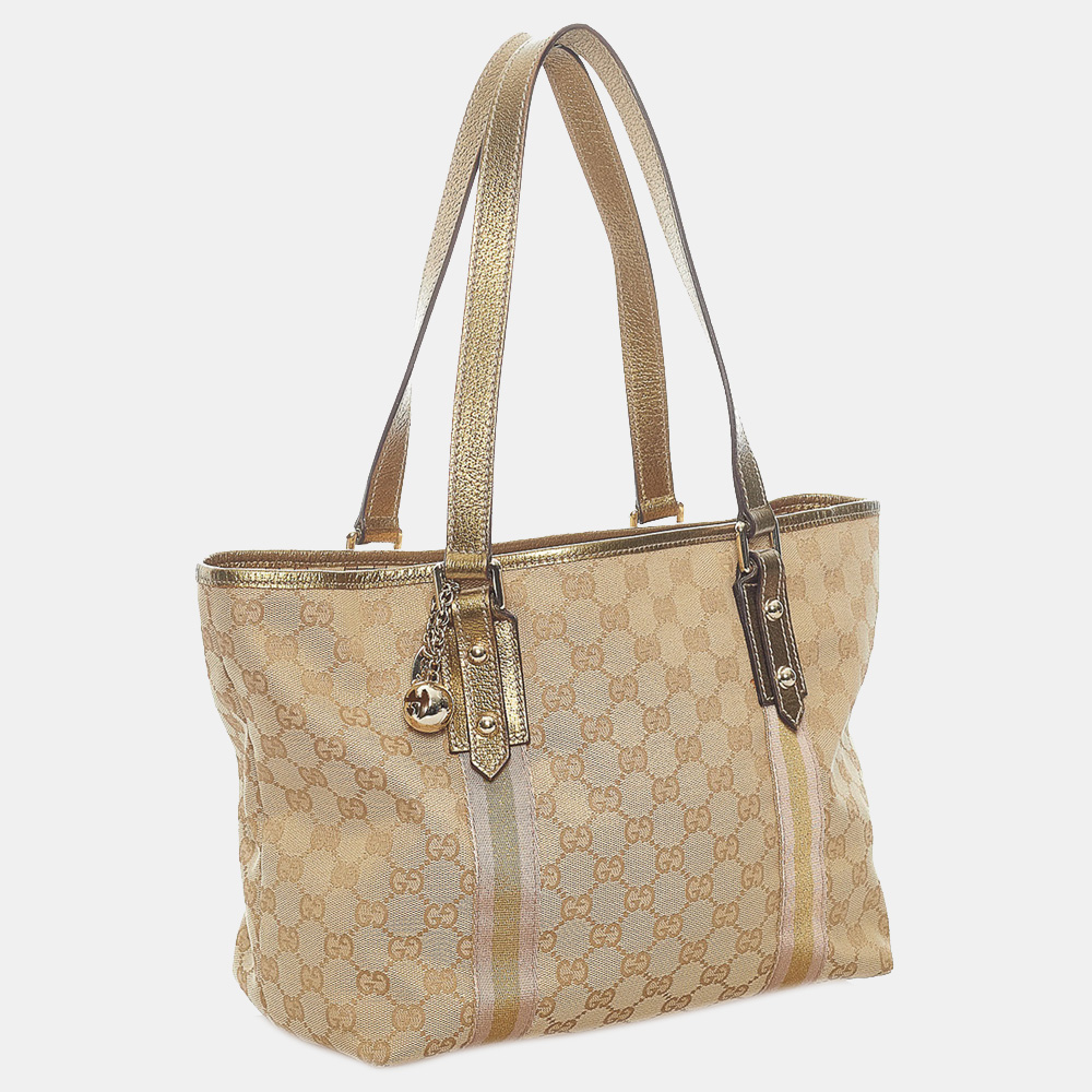 

Gucci Brown/Beige/Gold GG Canvas Jolicoeur Tote Bag