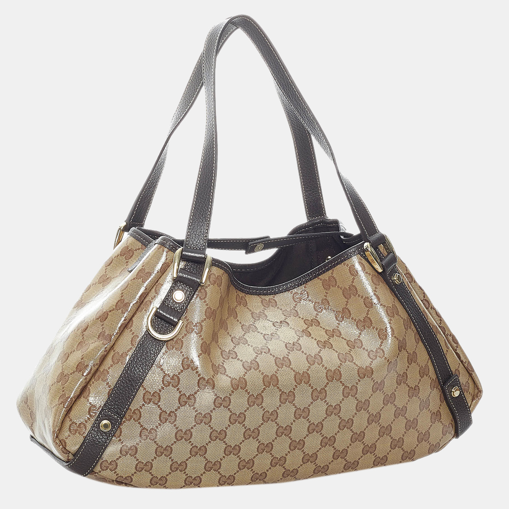 

Gucci Brown/Beige GG Crystal Pelham Tote Bag