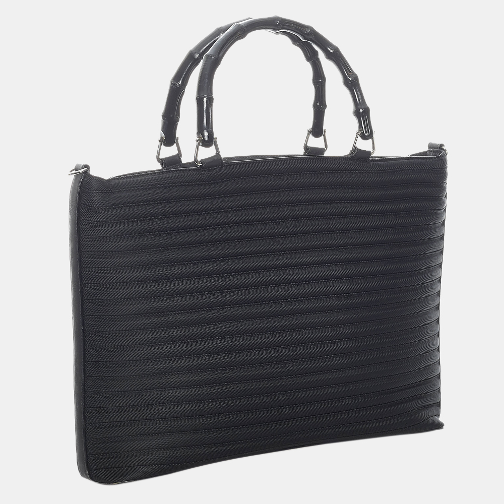 

Gucci Black Bamboo Canvas Satchel