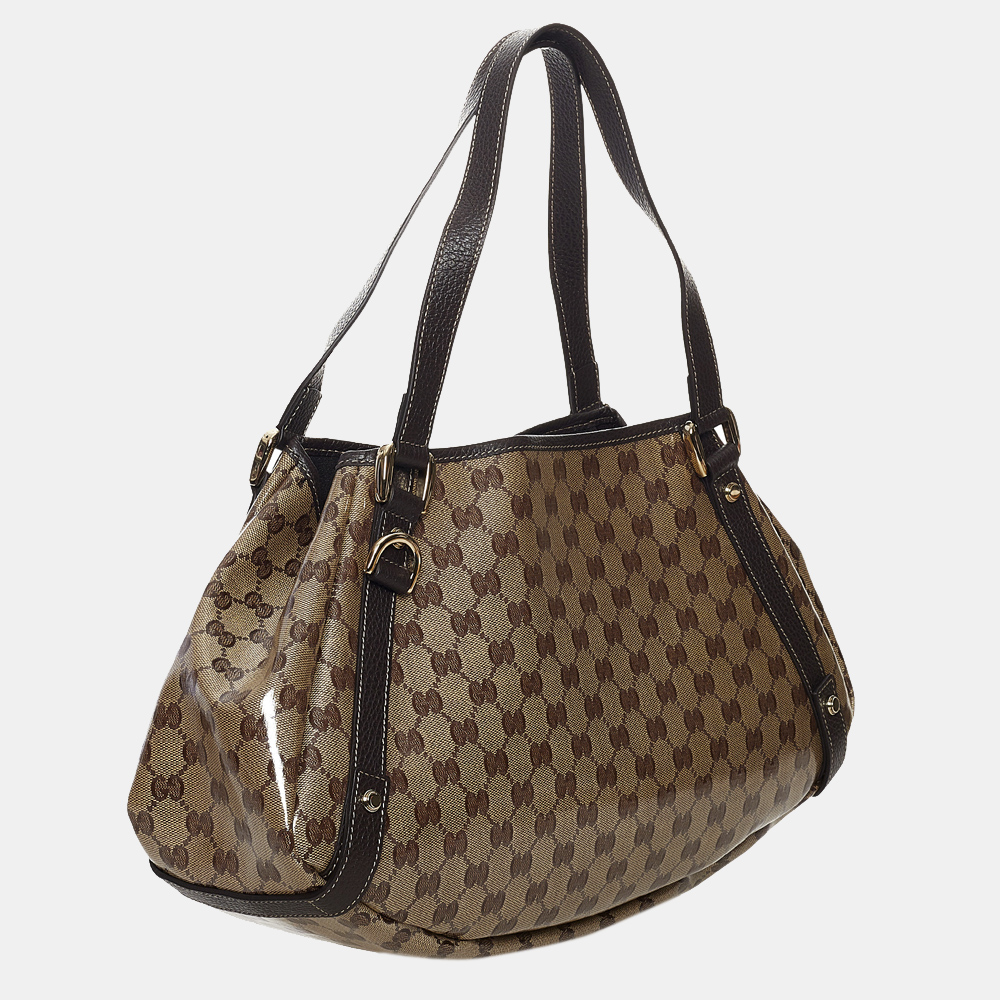 

Gucci Brown/Beige GG Crystal Pelham Tote Bag