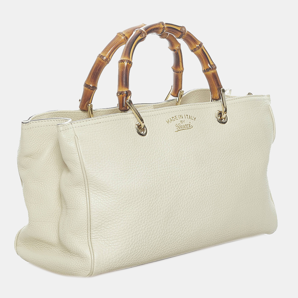 

Gucci White Bamboo Shopper Leather Satchel
