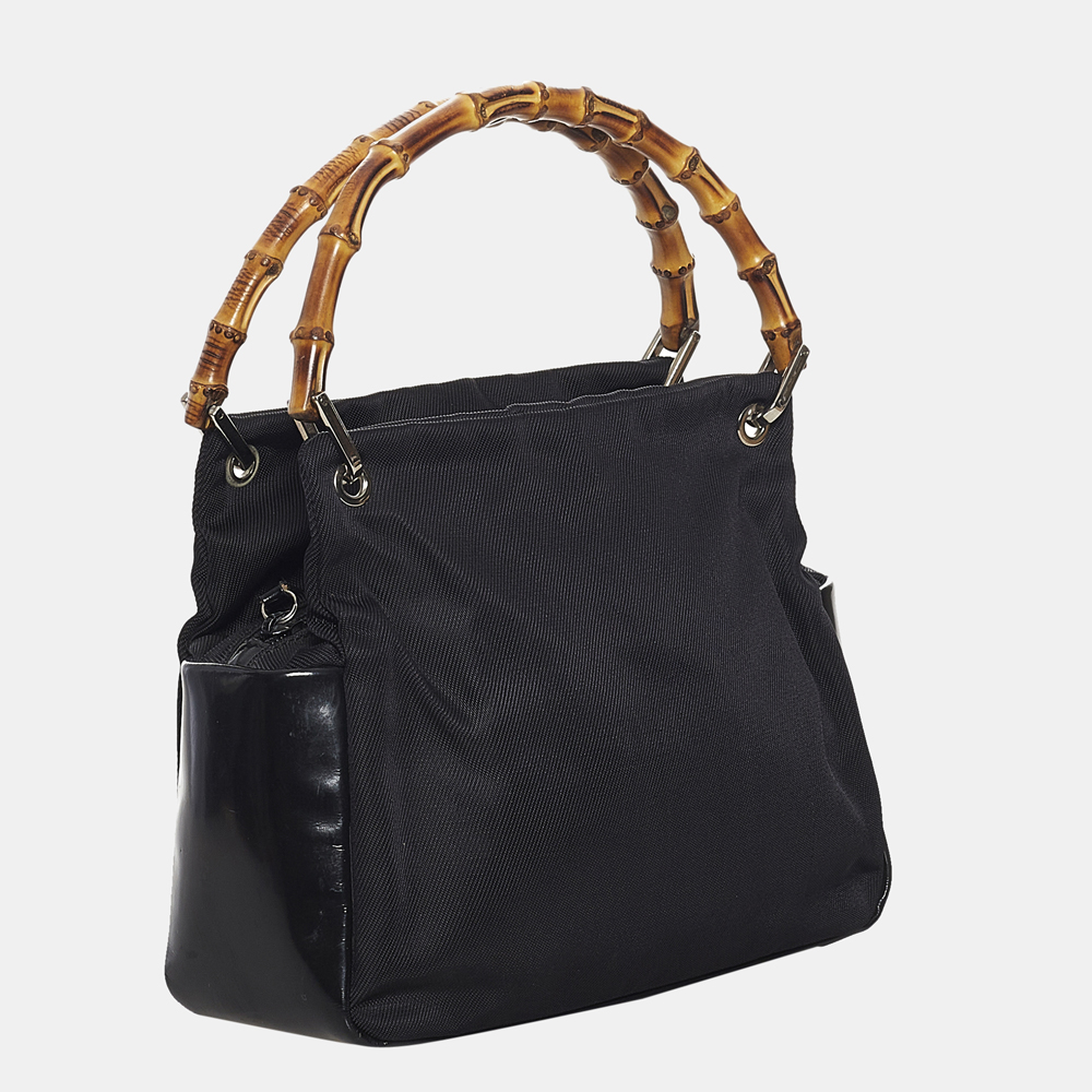 

Gucci Black Bamboo Nylon Handbag