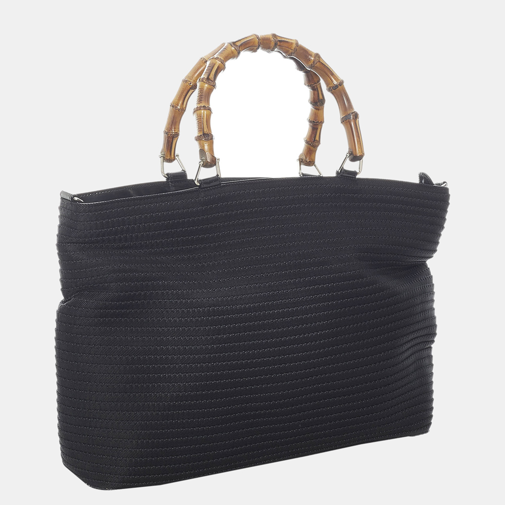 

Gucci Black Bamboo Canvas Satchel