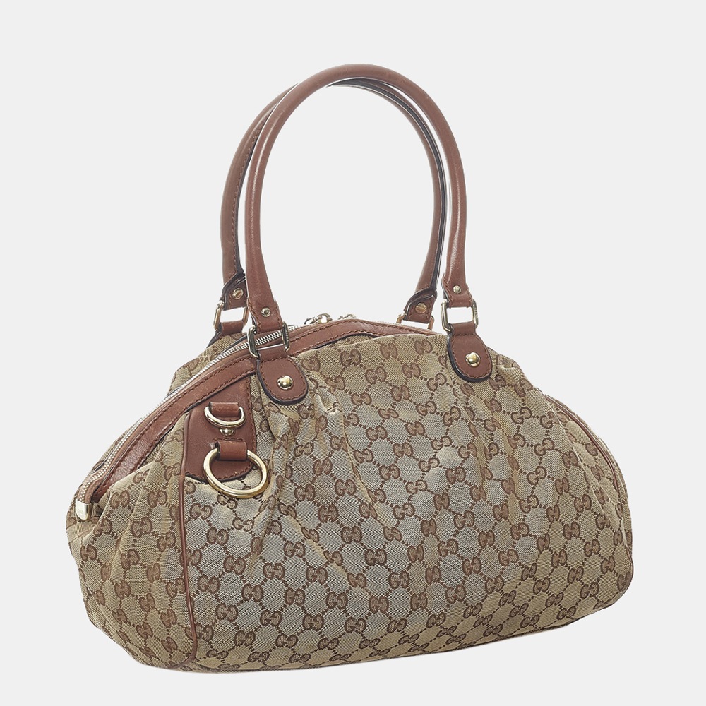 

Gucci Brown/Beige GG Canvas Sukey Satchel