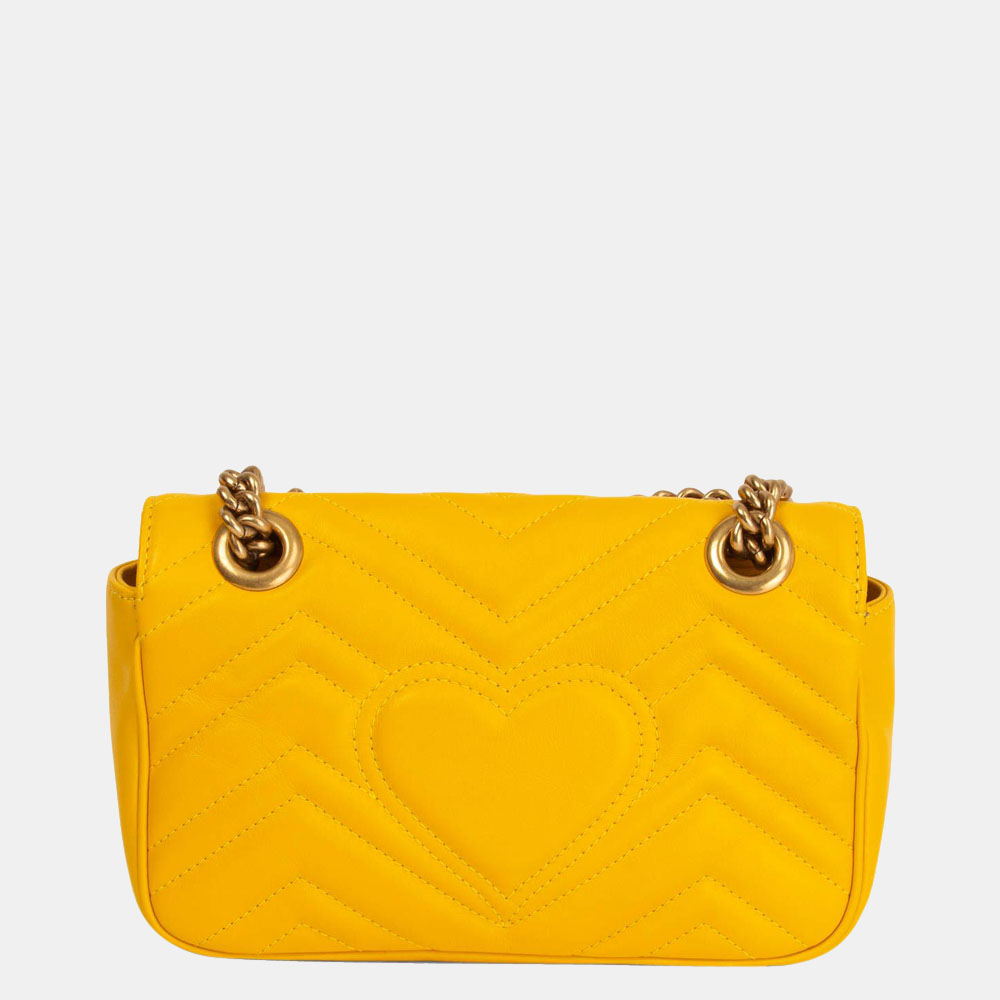 

Gucci Yellow Leather GG Marmont Mini Shoulder Bag