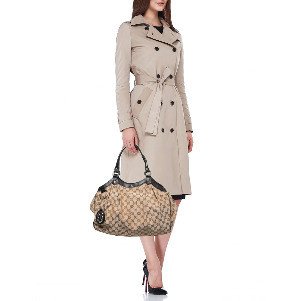 

Gucci Beige/Black GG Canvas And Leather Meidum Sukey Tote