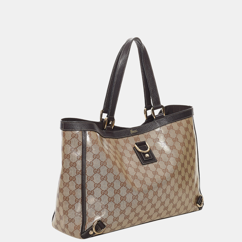 

Gucci Brown/Beige GG Crystal Abbey D-Ring Tote Bag