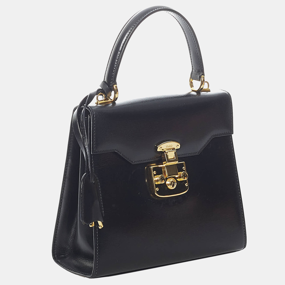 

Gucci Black Vintage Lady Lock Leather Satchel