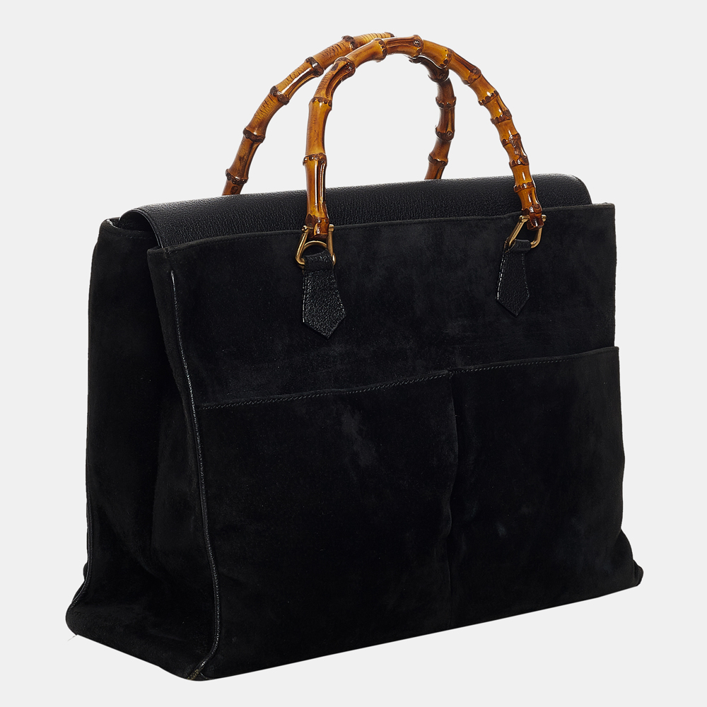 

Gucci Black Bamboo Suede Handbag