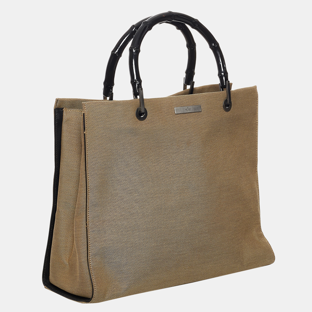 

Gucci Brown Bamboo Canvas Handbag