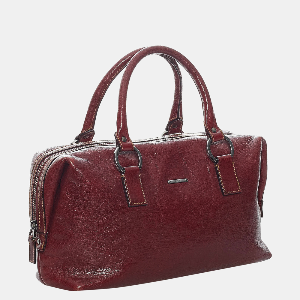 

Gucci Red Leather Boston Bag
