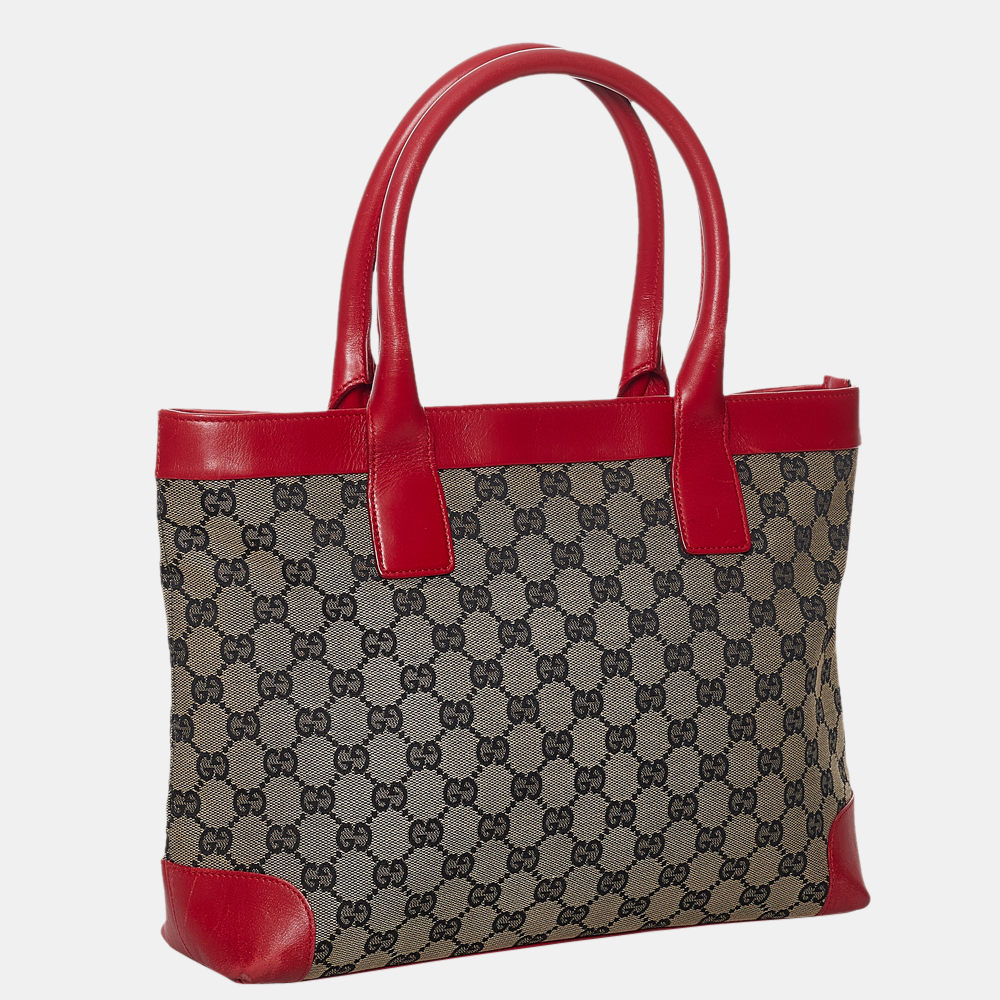 

Gucci Brown/Beige/Red GG Canvas Tote Bag