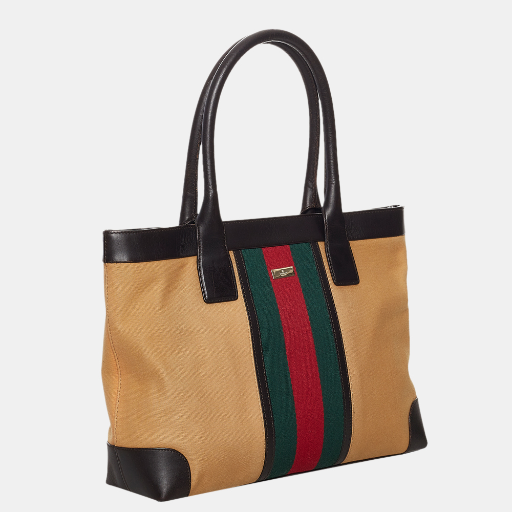 

Gucci Brown/Multi Web Canvas Tote Bag