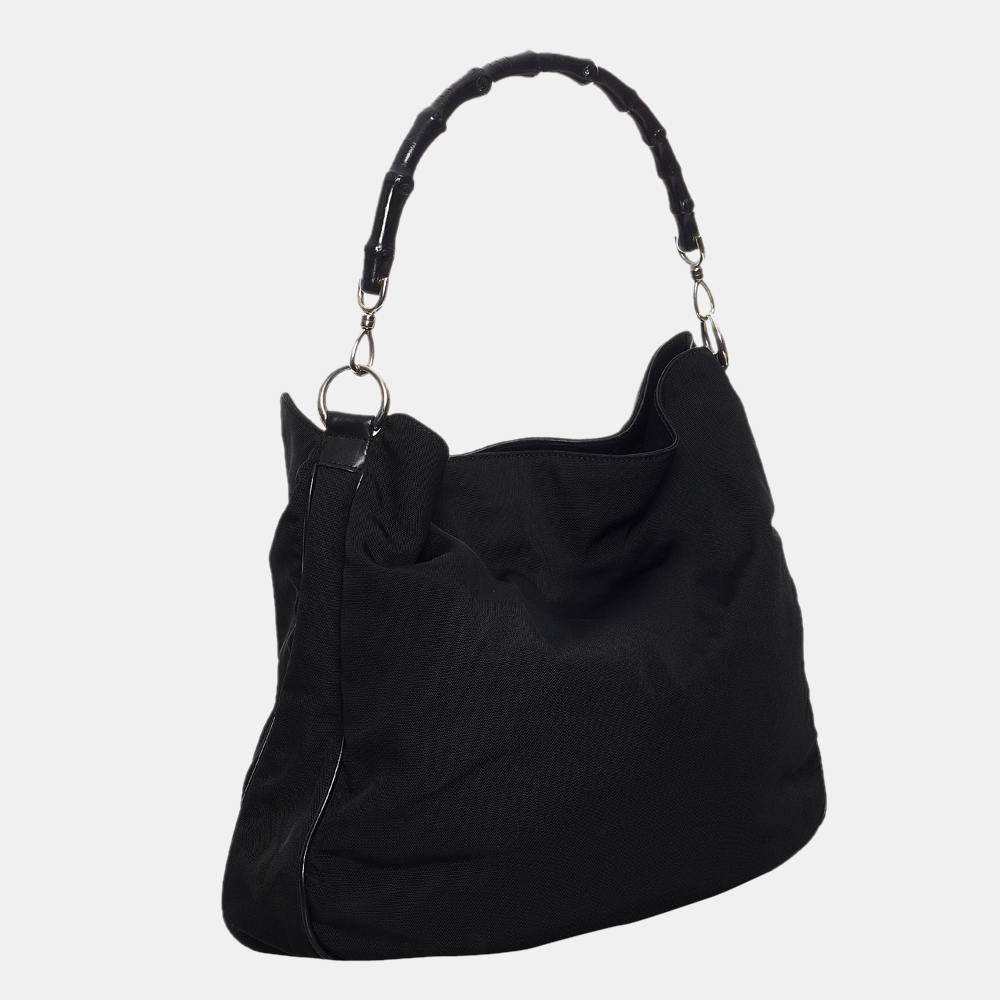 

Gucci Black Bamboo Canvas Satchel
