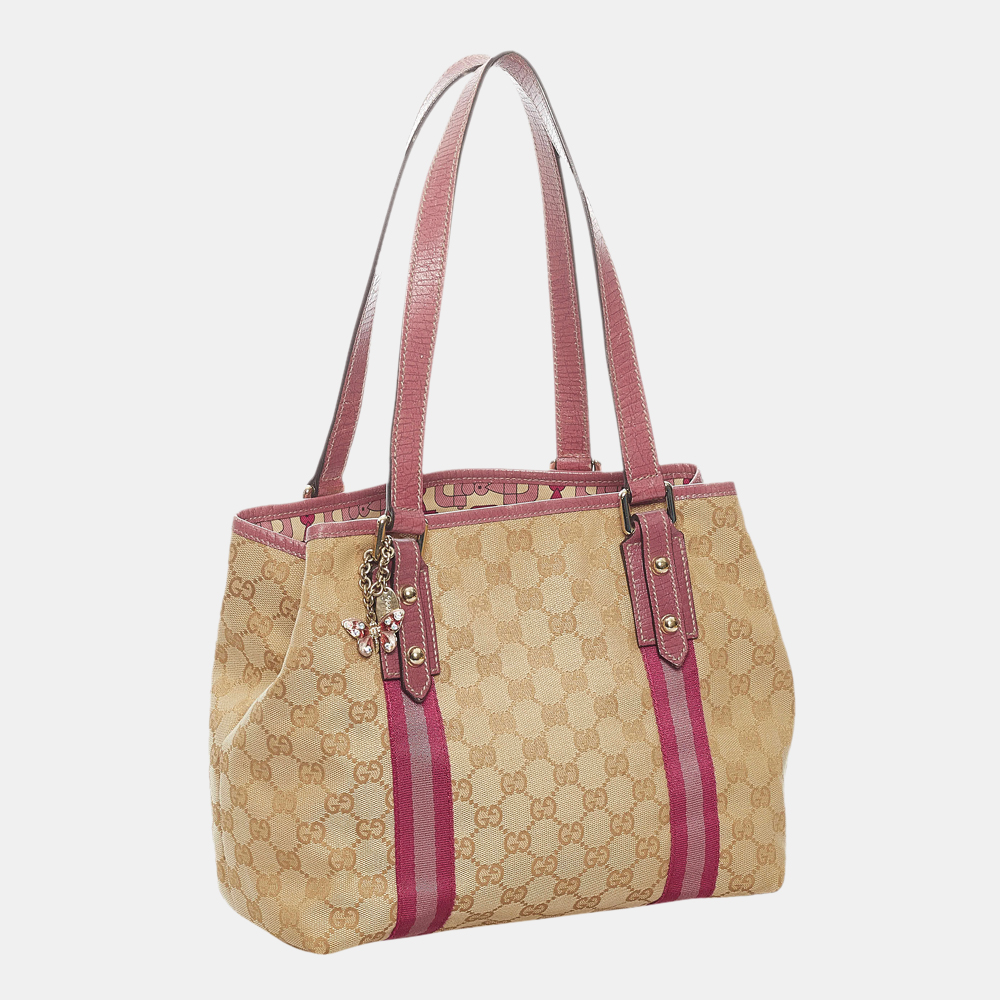 

Gucci Beige/Brown/Purple GG Canvas Jolicoeur Tote Bag