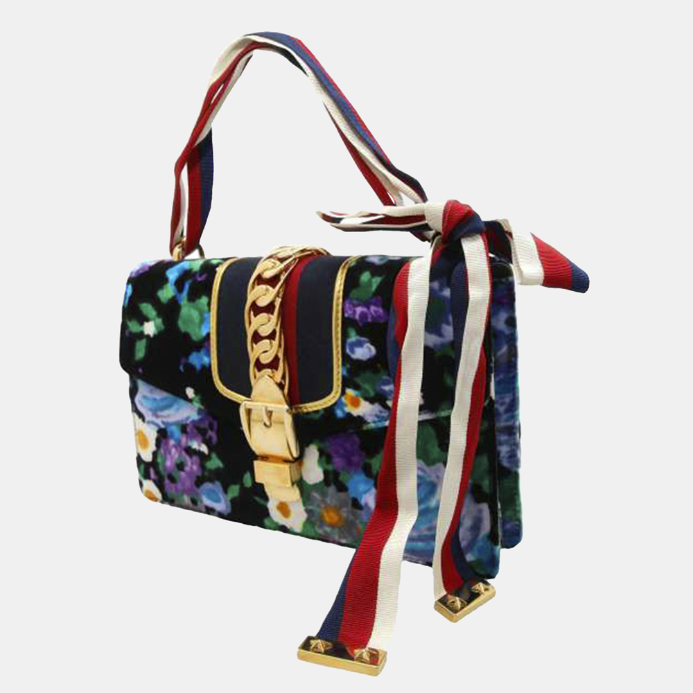 

Gucci Multi Color Small Floral Sylvie Velour Handbag, Multicolor